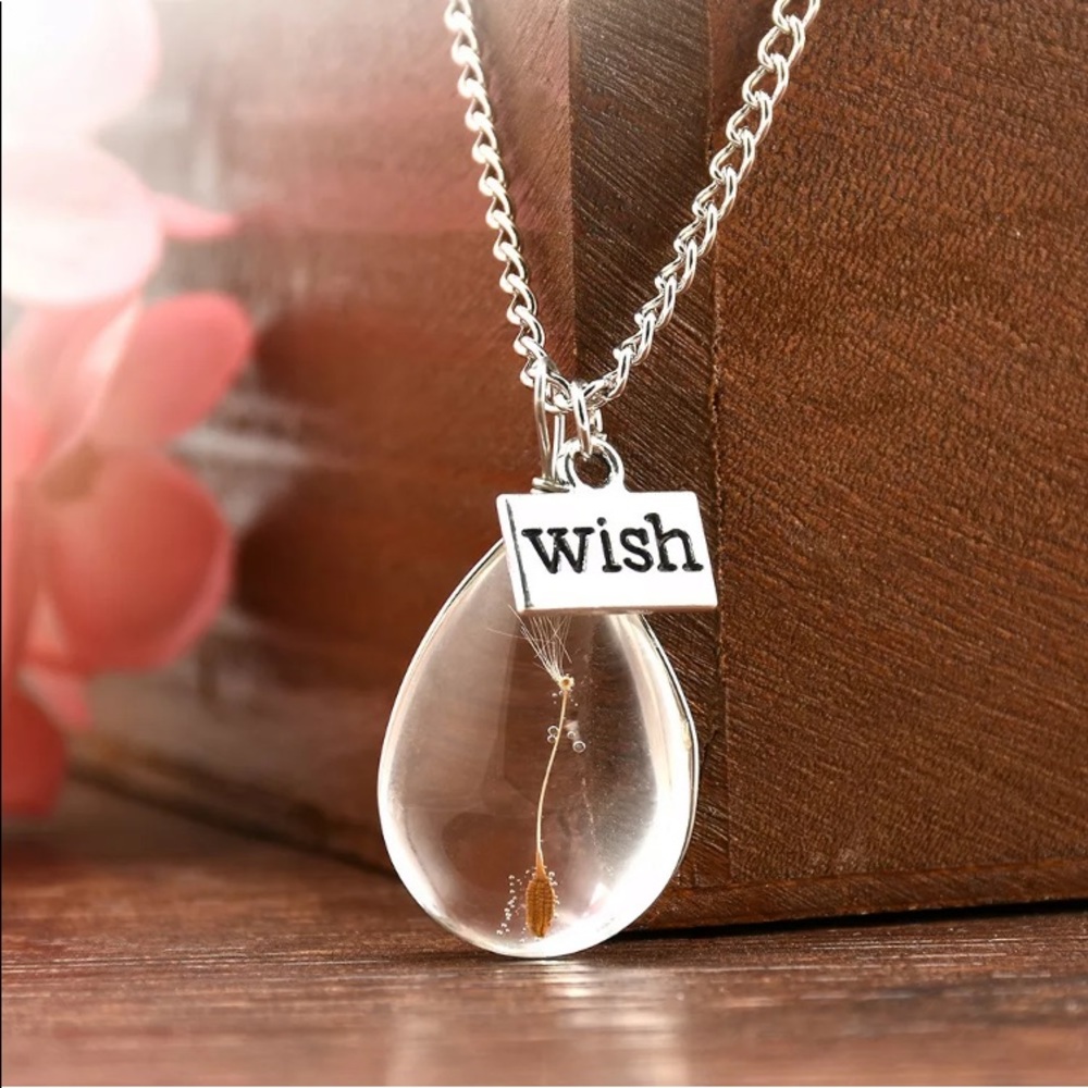Wish Glass Real Dandelion Seeds In Glass Necklace - Picture 3 of 4
